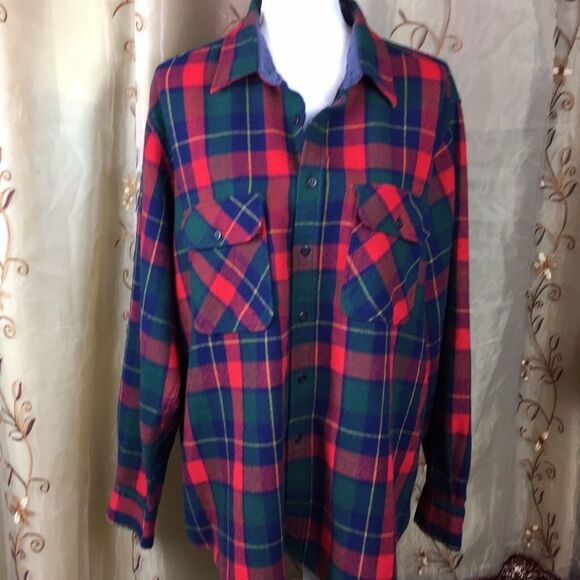 Vintage Shacket Wool Blend Plaid Shirt Sz XLT - Picture 1 of 9